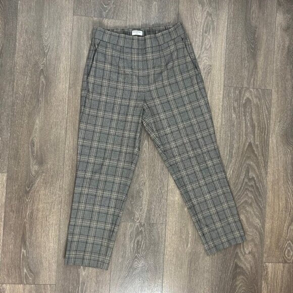 Aritzia Babaton Conan Pant Plaid Trouser Straight Leg High Waist Pleated Gray - Picture 7 of 16